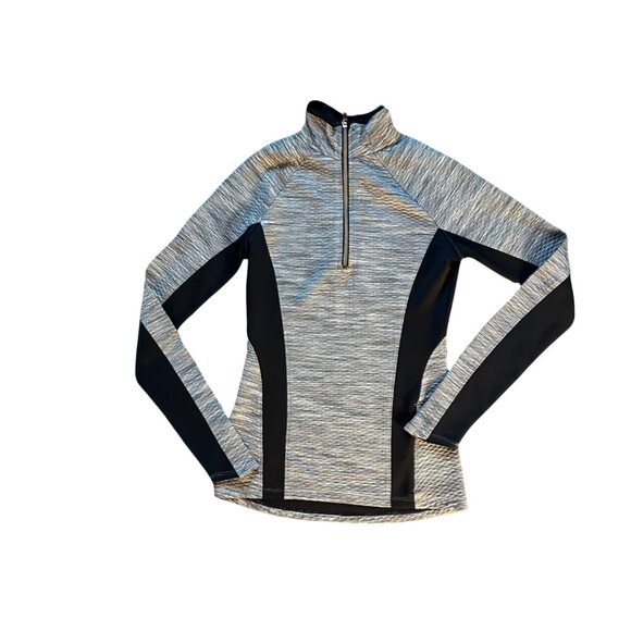 Athleta Pullover Quarter Zip Top gray and black XST - Picture 3 of 7
